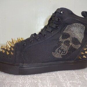 PENNY Sue Crave Womens Size 6M US Black Skull and Spiked High-Top Sneakers